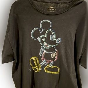 Neon Style Mickey Mouse Tee Black XL